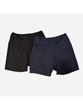 High Waisted Yoga Biker Shorts 2 Pack Black Navy Size L
